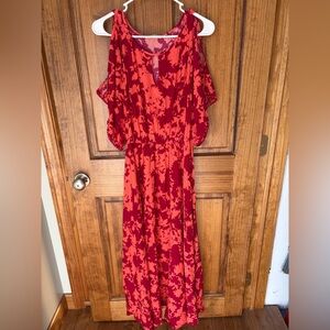 Soft Surroundings Dark Pink and Orange Floral Maxi Dress